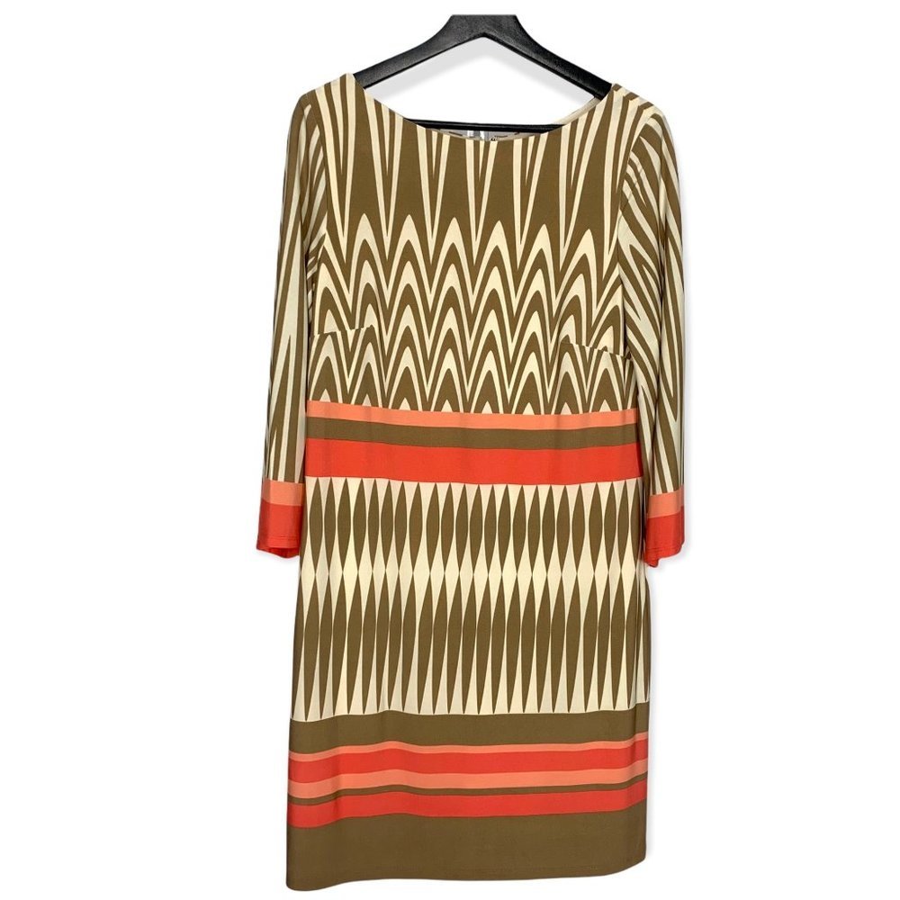 Eliza J Boat Neck Print Long Sleeve Dress *Medium